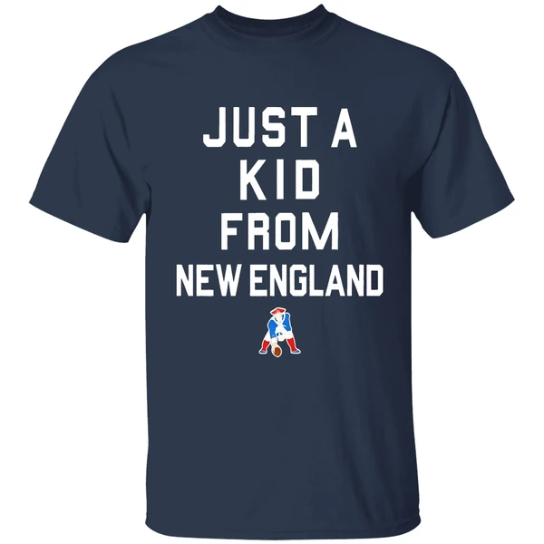 new england patriots just a kid from new england shirt navy