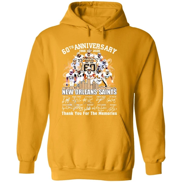 New Orleans Saints 60th Anniversary 1966 2026 Thank You For The Memories Hoodie