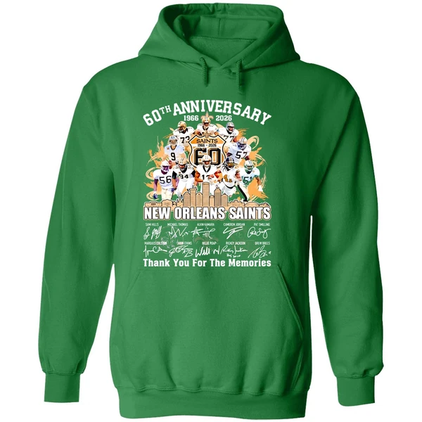 New Orleans Saints 60th Anniversary 1966 2026 Thank You For The Memories Hoodie - Image 2