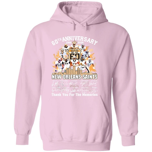 New Orleans Saints 60th Anniversary 1966 2026 Thank You For The Memories Hoodie - Image 5