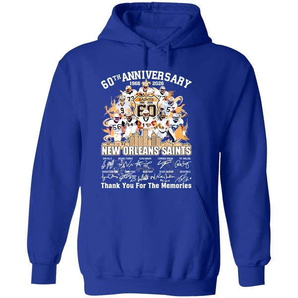 New Orleans Saints 60th Anniversary 1966 2026 Thank You For The Memories Hoodie - Image 7