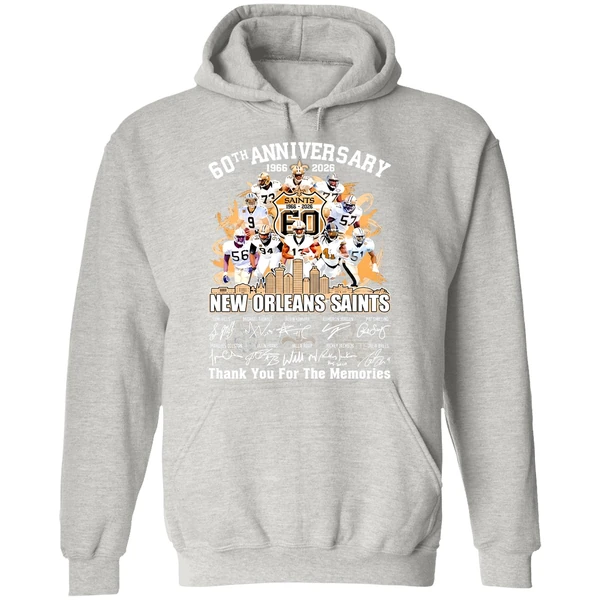 New Orleans Saints 60th Anniversary 1966 2026 Thank You For The Memories Hoodie - Image 9
