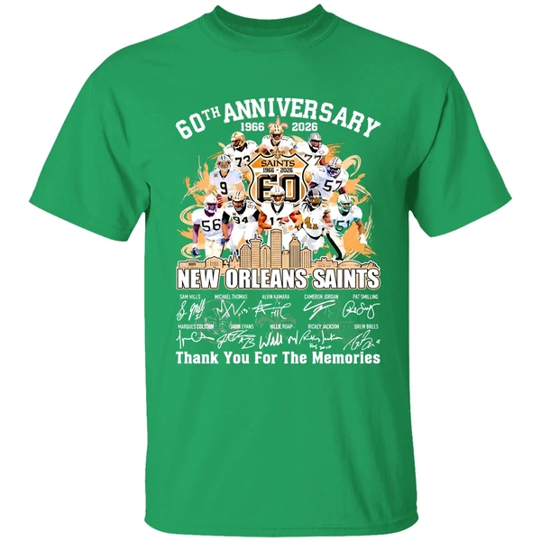 New Orleans Saints 60th Anniversary 1966 2026 Thank You For The Memories Shirt - Image 2