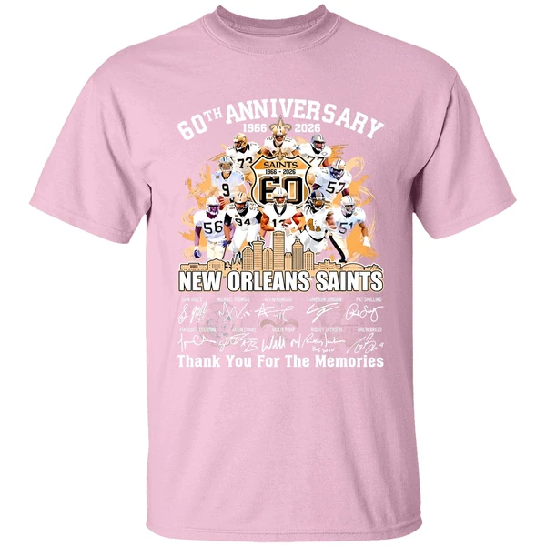 new-orleans-saints-60th-anniversary-1966-2026-thank-you-for-the-memories-shirt-lightpink