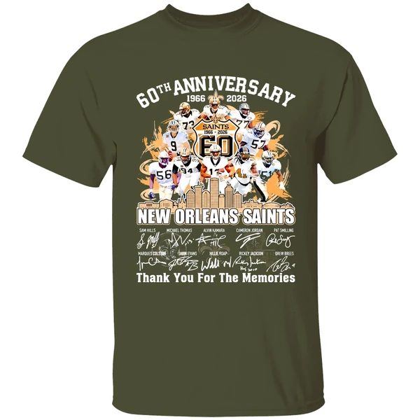 New Orleans Saints 60th Anniversary 1966 2026 Thank You For The Memories Shirt - Image 4