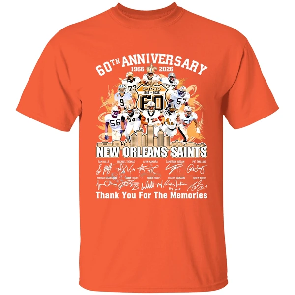 New Orleans Saints 60th Anniversary 1966 2026 Thank You For The Memories Shirt - Image 6