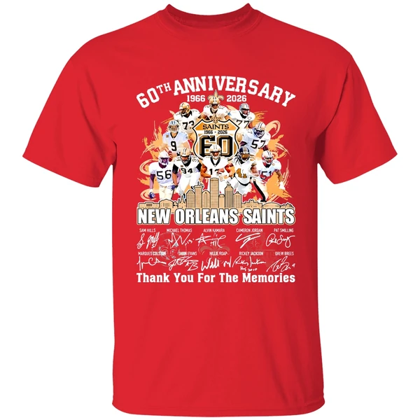New Orleans Saints 60th Anniversary 1966 2026 Thank You For The Memories Shirt - Image 7