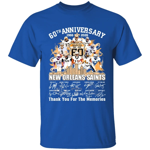 New Orleans Saints 60th Anniversary 1966 2026 Thank You For The Memories Shirt - Image 8
