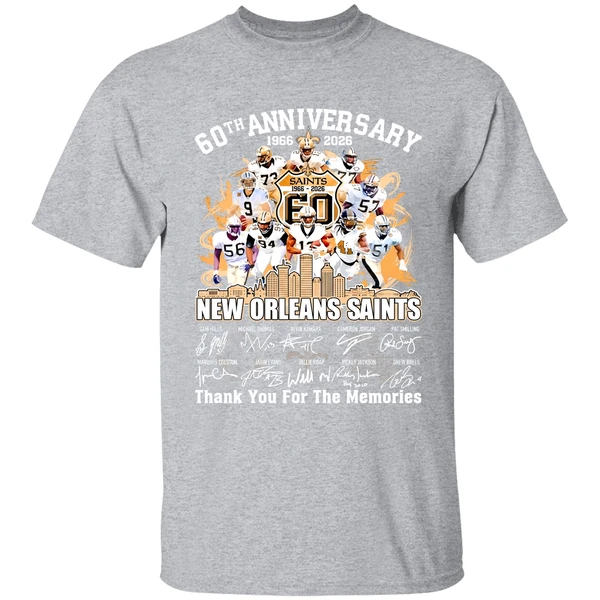 New Orleans Saints 60th Anniversary 1966 2026 Thank You For The Memories Shirt - Image 9