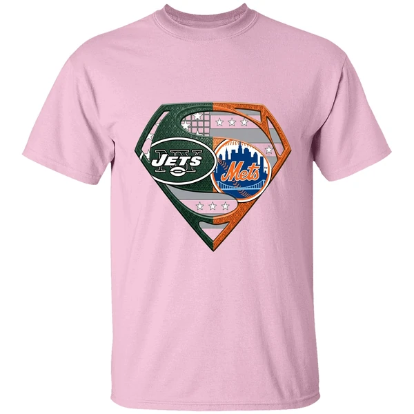 new york jets and new york mets superman shirt lightpink