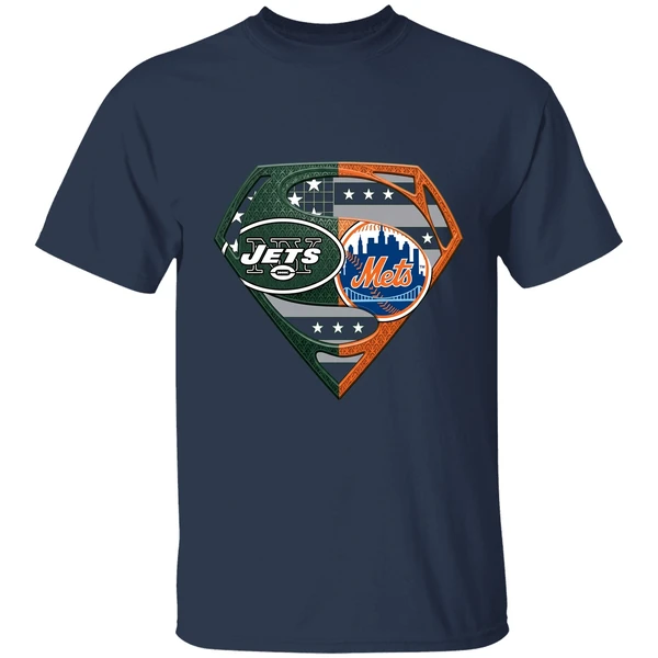new york jets and new york mets superman shirt navy