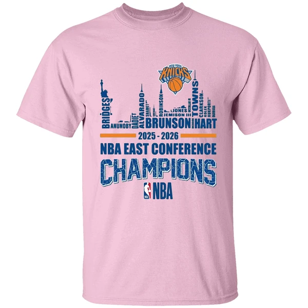 New York Knicks Nba Eastern Conference Champions Player Names City Skyline Shirt - Image 2