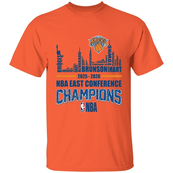 New York Knicks Nba Eastern Conference Champions Player Names City Skyline Shirt - Image 3