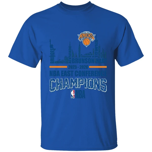 New York Knicks Nba Eastern Conference Champions Player Names City Skyline Shirt - Image 5