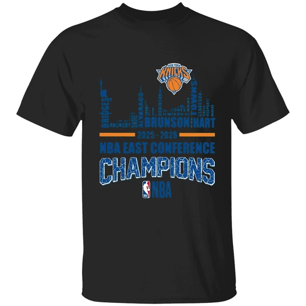 New York Knicks Nba Eastern Conference Champions Player Names City Skyline Shirt - Image 7
