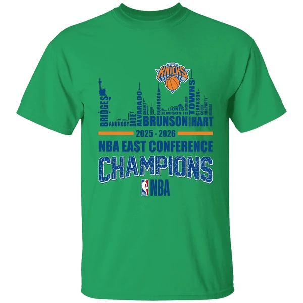 New York Knicks Nba Eastern Conference Champions Player Names City Skyline Shirt - Image 8