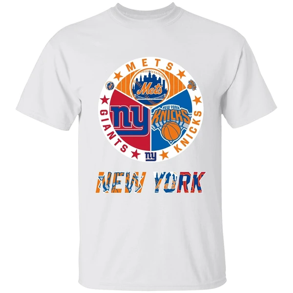 New York Knicks New York Mets New York Giants Mashup Logo Shirt