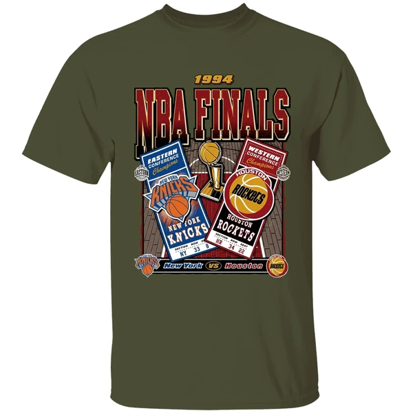 new york knicks vs houston rockets 1994 nba finals dueling shirt militarygreen