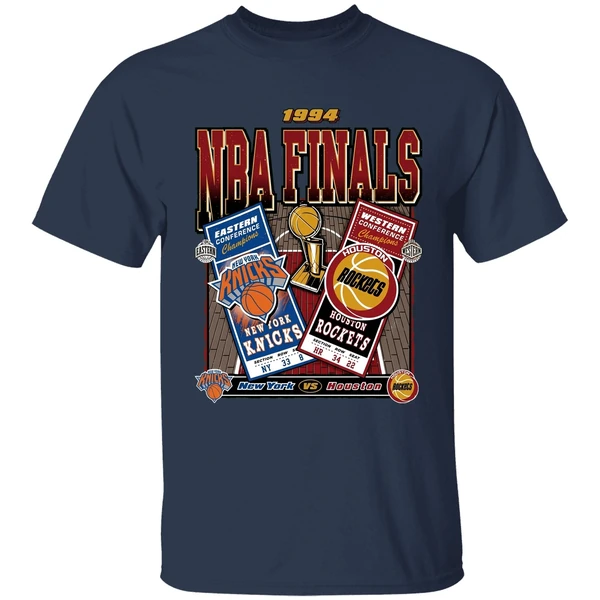 new york knicks vs houston rockets 1994 nba finals dueling shirt navy
