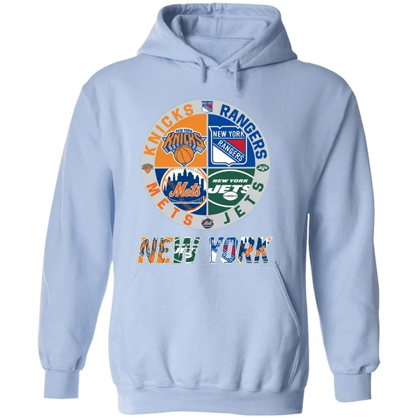New York Mets Knicks Rangers Jets Sport Teams Hoodie - Image 4