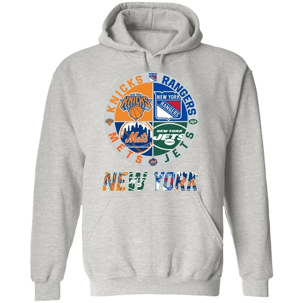 New York Mets Knicks Rangers Jets Sport Teams Hoodie - Image 9