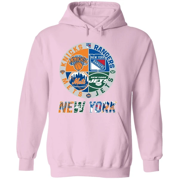 New York Mets Knicks Rangers Jets Sport Teams Logo Hoodie - Image 5
