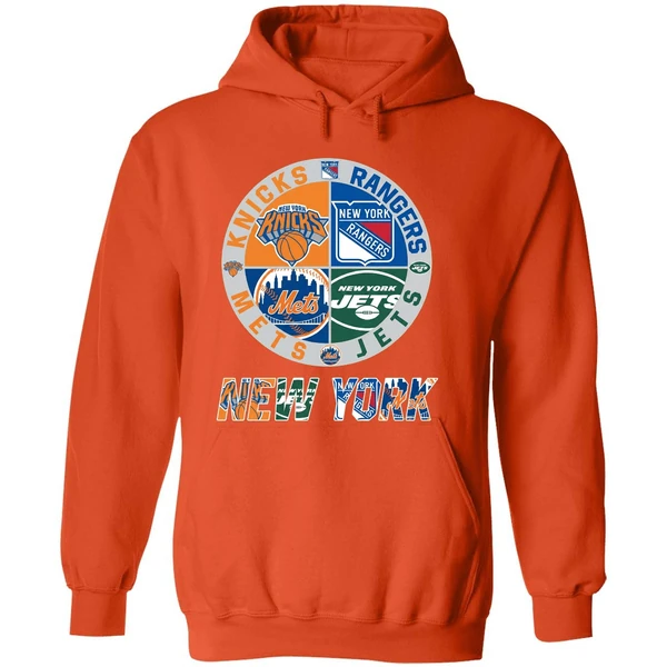New York Mets Knicks Rangers Jets Sport Teams Logo Hoodie - Image 6