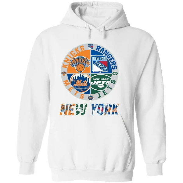 New York Mets Knicks Rangers Jets Sport Teams Logo Hoodie - Image 8