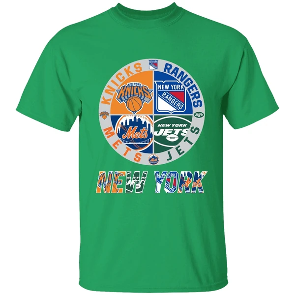 New York Mets Knicks Rangers Jets Sport Teams Shirt - Image 2