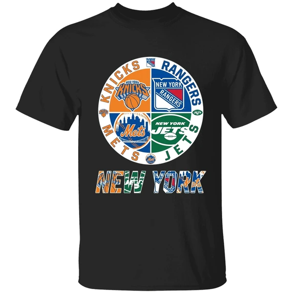 New York Sports Teams Knicks Rangers Mets Jets Logo Shirt
