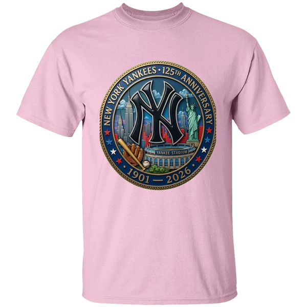 new york yankees 125th anniversary commemorative 1901 2026 shirt lightpink
