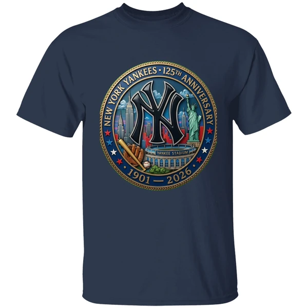 new york yankees 125th anniversary commemorative 1901 2026 shirt navy