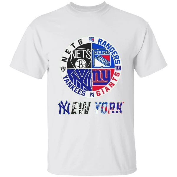 New York Yankees Nets Rangers Giants 4 Teams Sports Circle Logo Shirt