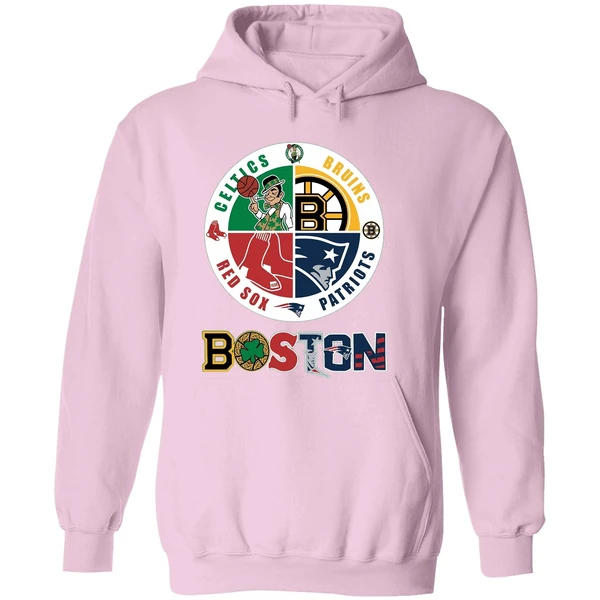 Nice Boston Four Major Sports Teams Circle Emblem Hoodie - Image 5