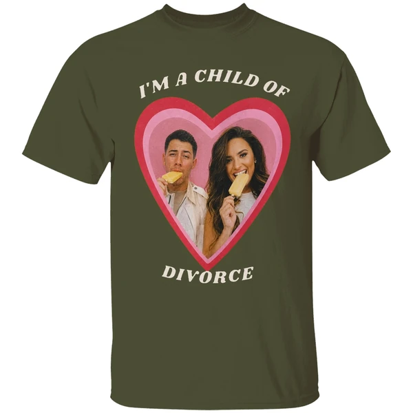 nick jonas demi lovato im a child of divorce shirt militarygreen