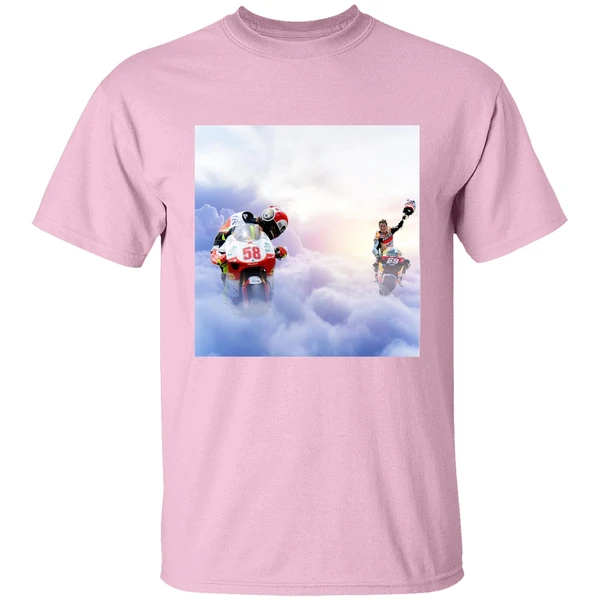 Nicky Hayden And Marco Simoncelli Burning Rubber In Heaven Shirt Nicky Hayden And Marco Simoncelli Burning Rubber In Heaven Shirt