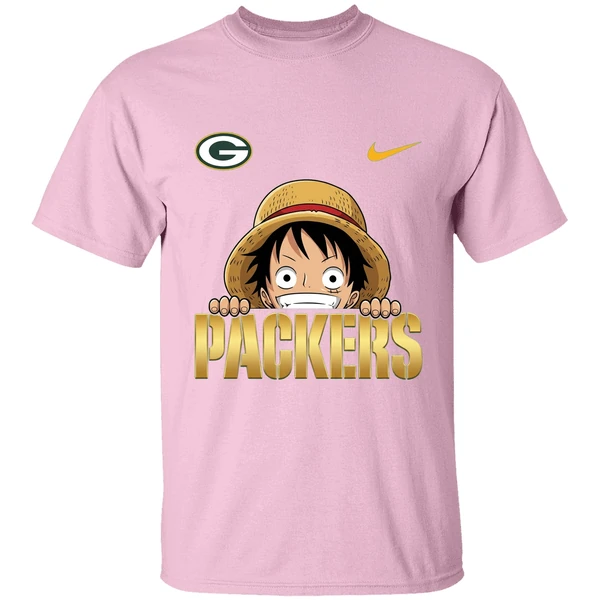 nike luffy one piece green bay packers 2025 shirt lightpink