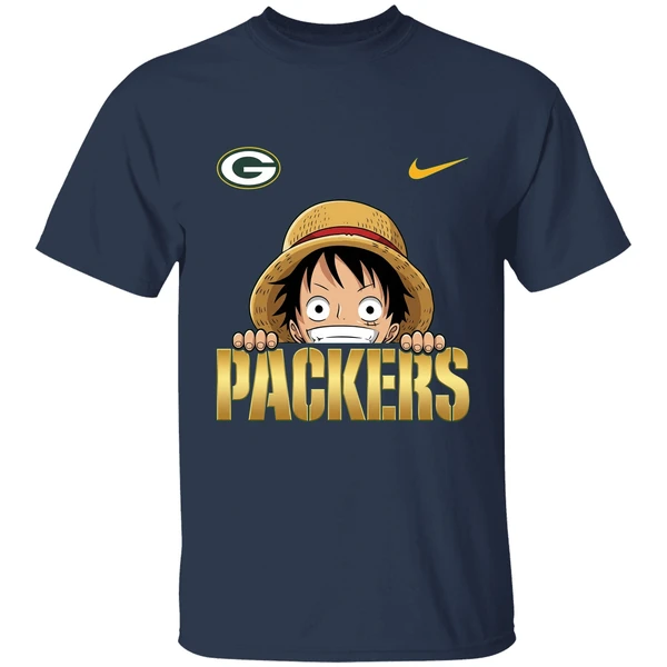 nike luffy one piece green bay packers 2025 shirt navy