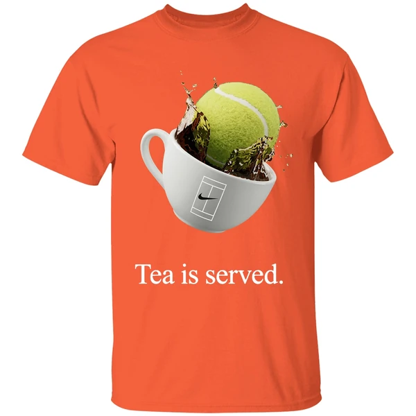 nike tennis tea is served shirt orange