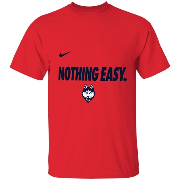 nike uconn huskies nothing easy 2025 shirt red