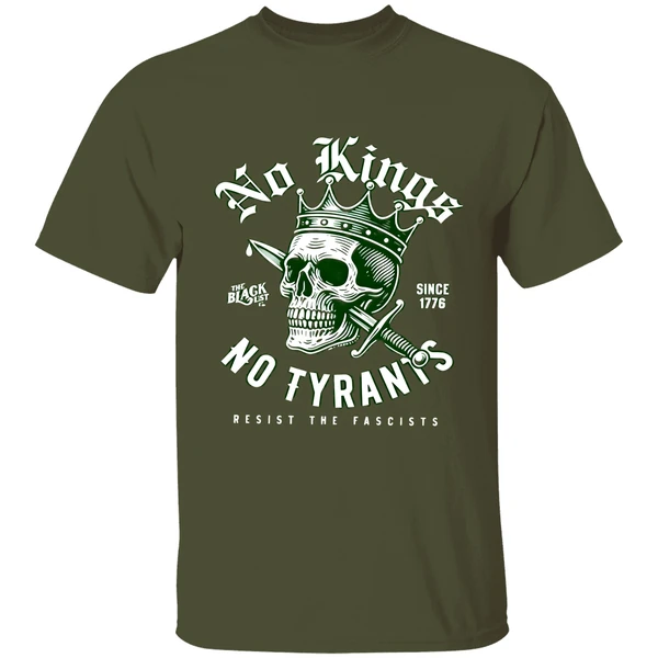 No Kings No Tyrants Skull Protest Resist The Fascists Since 1776 Shirt - Image 3