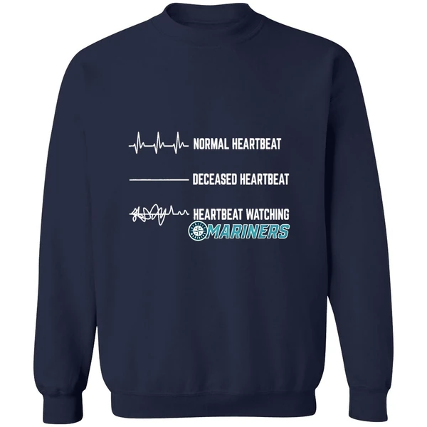 Normal Heartbeat Deceased Heartbeat Heartbeat Watching Mariners Sweatshirt - Image 6