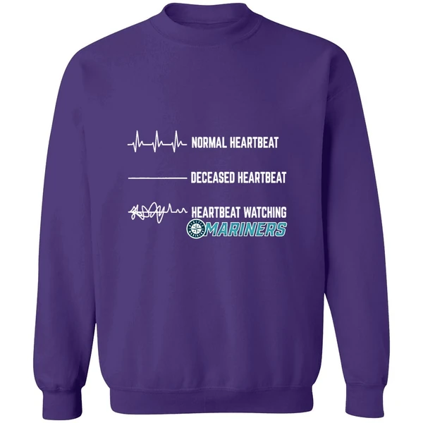Normal Heartbeat Deceased Heartbeat Heartbeat Watching Mariners Sweatshirt - Image 7