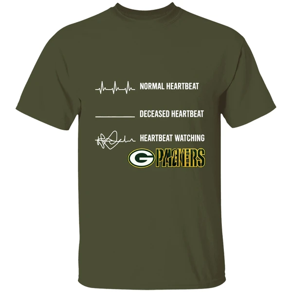 Normal Heartbeat Deceased Heartbeat Heartbeat Watching Packers Shirt - Image 3
