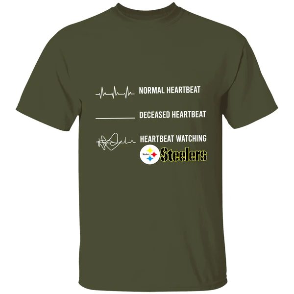 Normal Heartbeat Deceased Heartbeat Heartbeat Watching Pittsburgh Steelers Shirt - Image 3