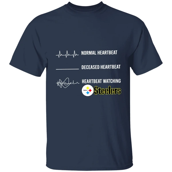 Normal Heartbeat Deceased Heartbeat Heartbeat Watching Pittsburgh Steelers Shirt - Image 4