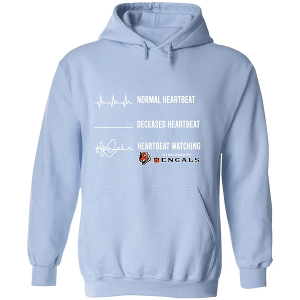 Normal Heartbeat Deceased Heartbeat Watching Cincinnati Bengals Hoodie - Image 4