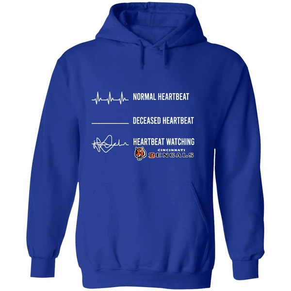 Normal Heartbeat Deceased Heartbeat Watching Cincinnati Bengals Hoodie - Image 7