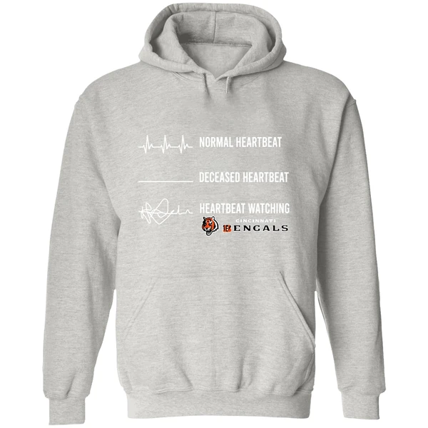 Normal Heartbeat Deceased Heartbeat Watching Cincinnati Bengals Hoodie - Image 9