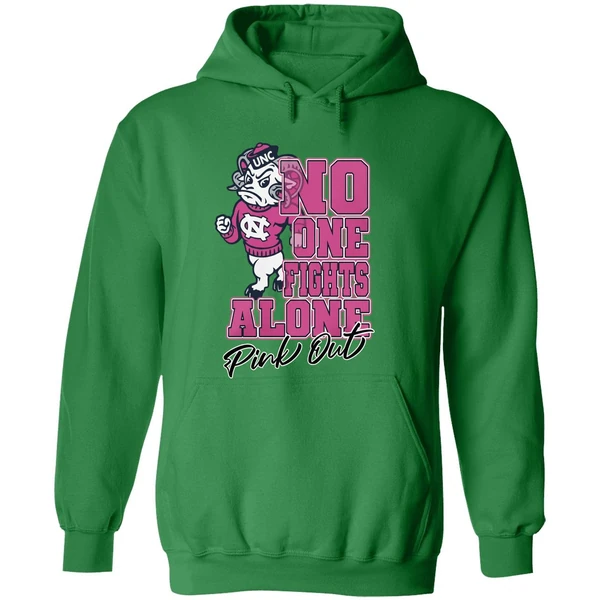 North Carolina Tar Heels No One Fights Alone Pink Out Hoodie - Image 2